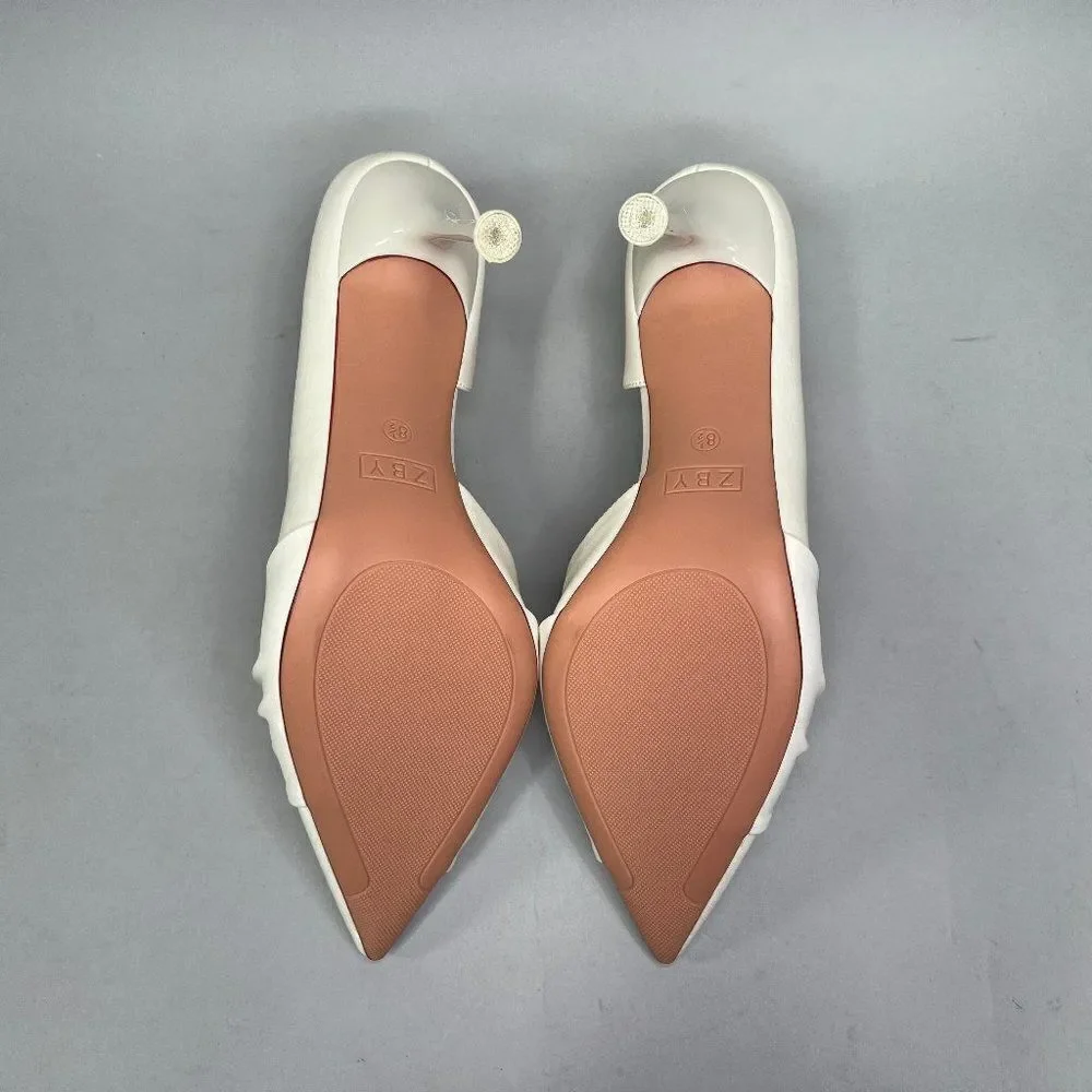 ZBY Women's Size 8.5 Off White Twist Knot Heels!‎